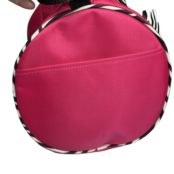 Dance Duffle Bag Girls Quilted Zebra Pattern Ribbon Pink - Picture 7 of 9